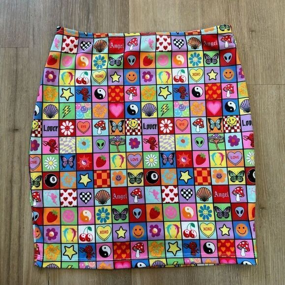 Princess Polly Pixel Mania Pink Multi Colored A Line Skirt Women’s U.S. 6 - Picture 1 of 5